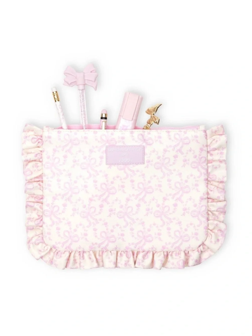 LoveShackFancy x Target - Yoobi Pink Ruffle Bow Print Kids Pouch